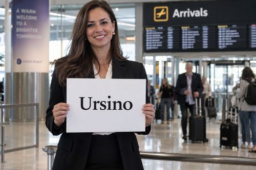 Autista con il cartello del nome all'uscita degli arrivi